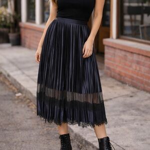 Elegant Navy Pleated Skirt